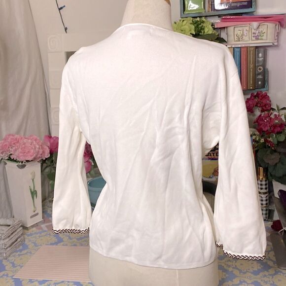 🌷 Joseph A 🌷 Vintage Flounce Flare Sleeve Sweater V Neck - Picture 4 of 6